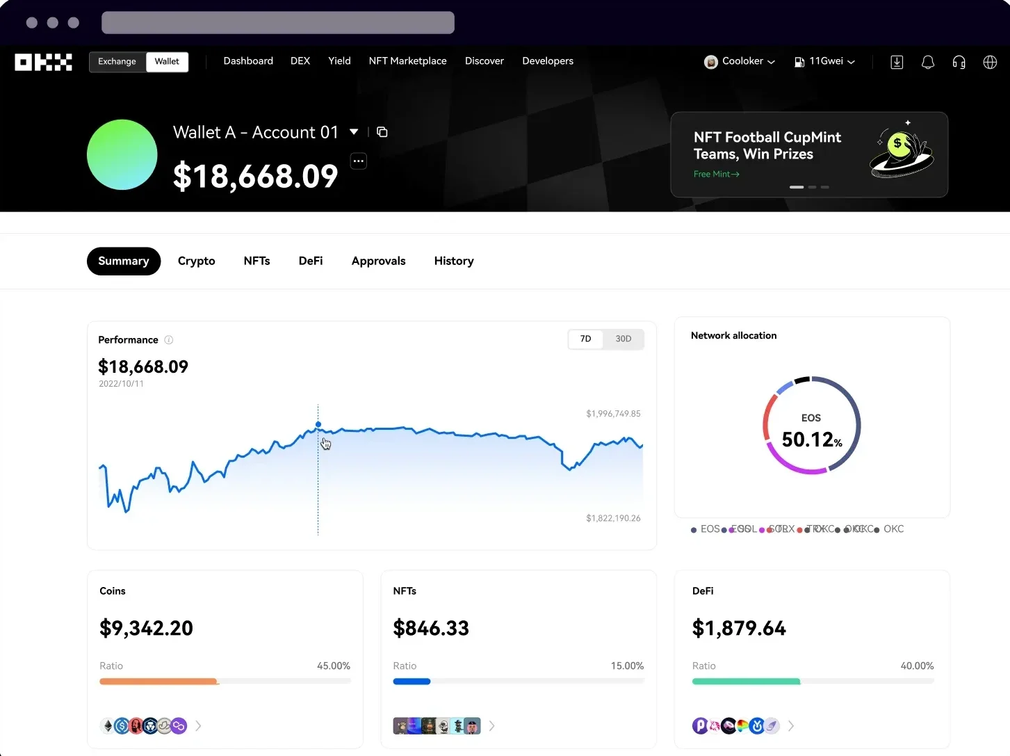 Kryptoměnová peněženka OKX Wallet